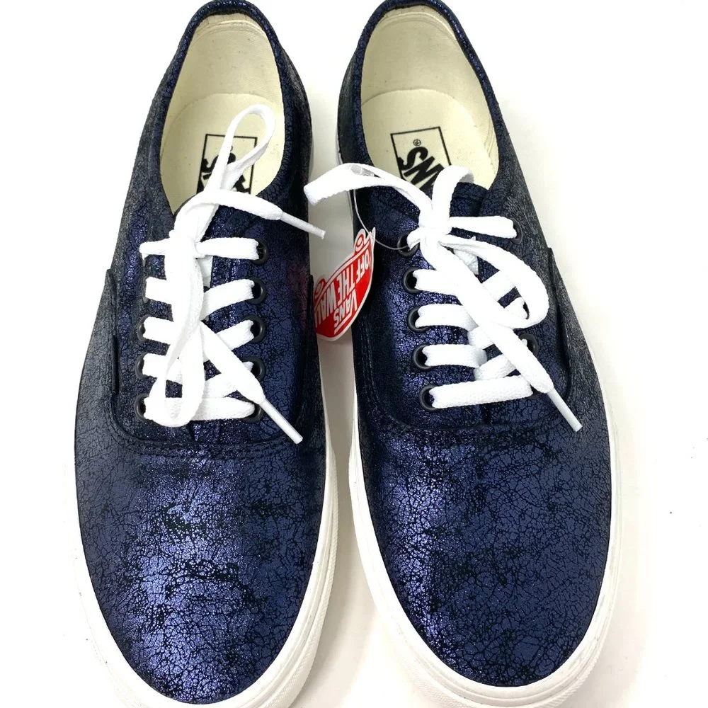 💖MEGA SALE💖Vans Authentic  Womens    Skate Blue Cracked Leather VN0A5HZS9FK - Picture 5 of 11